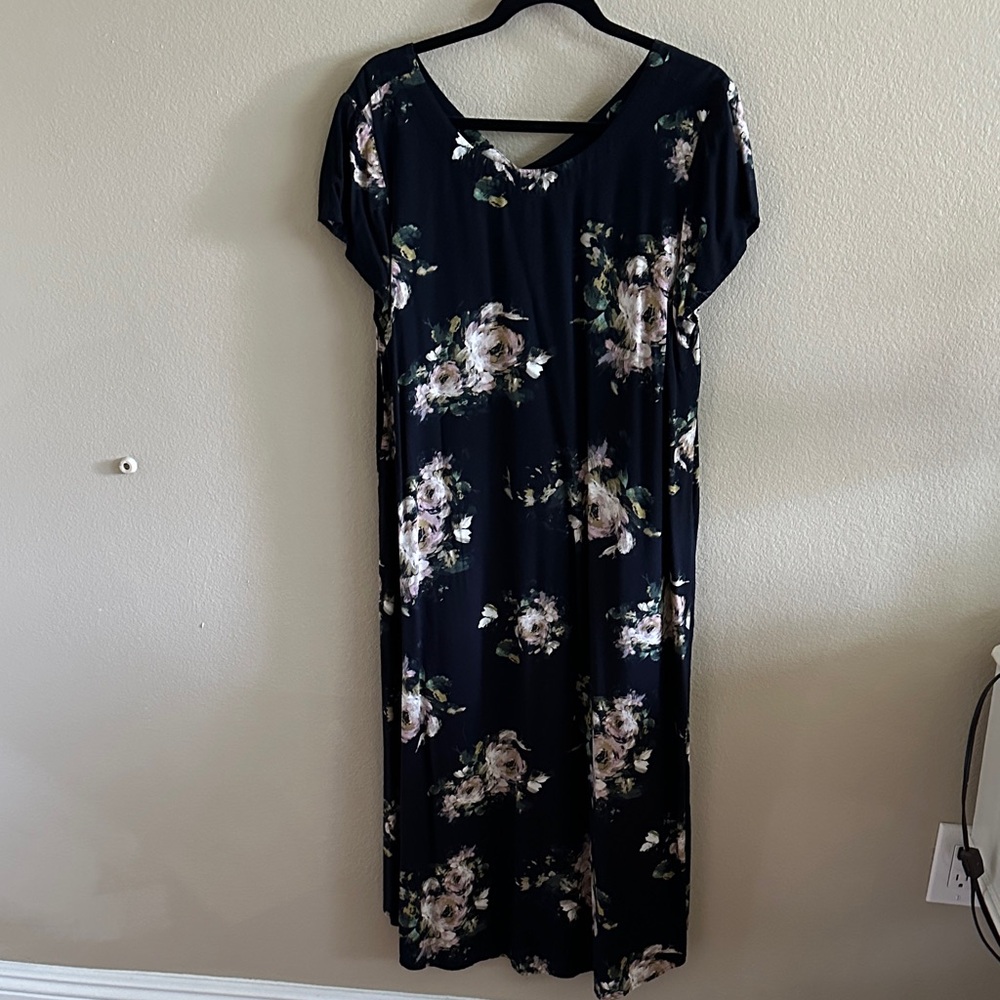 J. Jill Floral Midi Dress - Black and Pink - Picture 2 of 4
